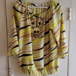 New York & Company Beaded Cinched Hip Blouse